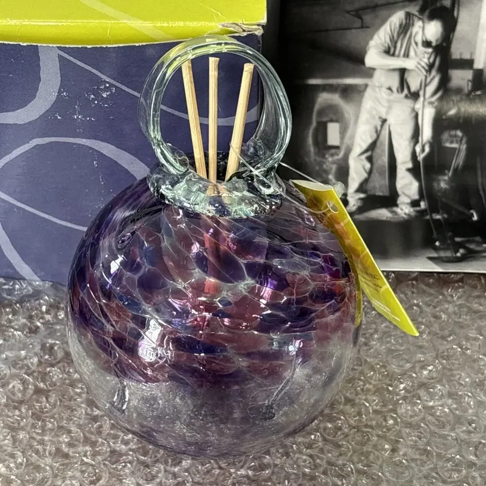 Kitras Art Glass Ball Healing Scent Diffuser Purple Pink Clear